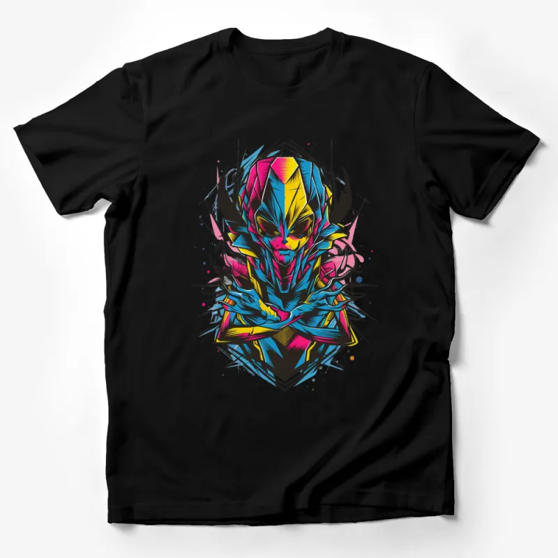 Colorful Abstract Alien Graphic T-Shirt, Vibrant Space Creature Design, Unisex Tee Male T-Shirt