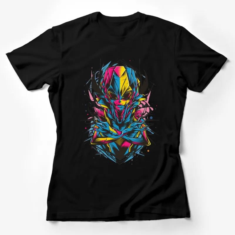 Colorful Abstract Alien Graphic T-Shirt, Vibrant Space Creature Design, Unisex Tee Female T-Shirt