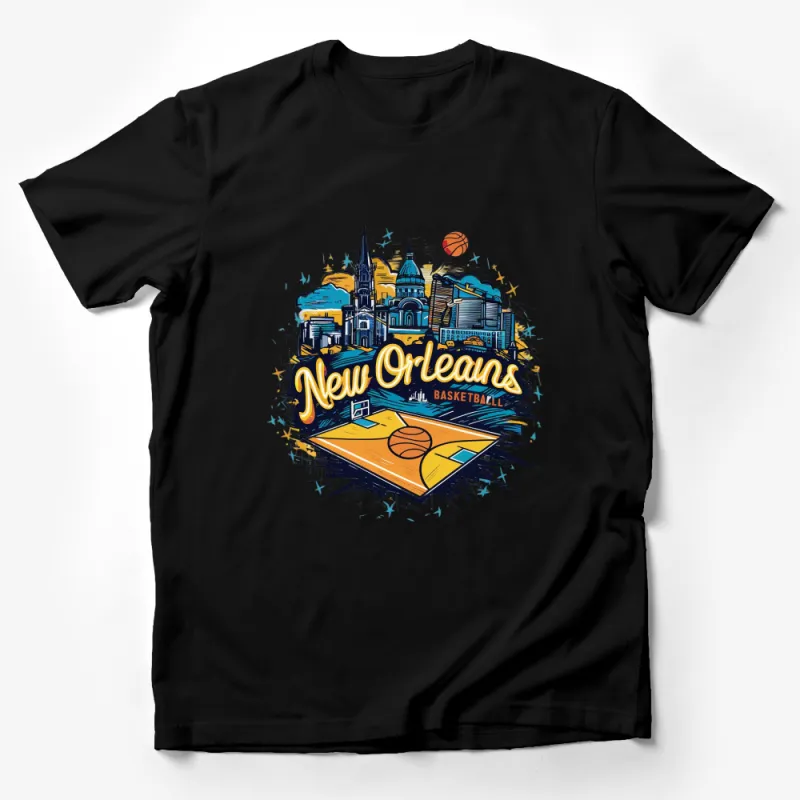 New Orleans Basketball T-Shirt, Men's Graphic Tee, Urban Cityscape, Vibrant Art Design Male T-Shirt