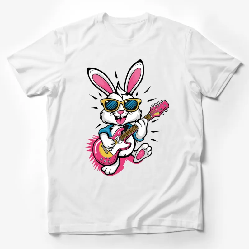 Rocking Rabbit Guitarist T-Shirt, Cool Bunny with Sunglasses, Unisex Graphic Tee, Music Lover Gift, Animal Cartoon Shirt Male T-Shirt