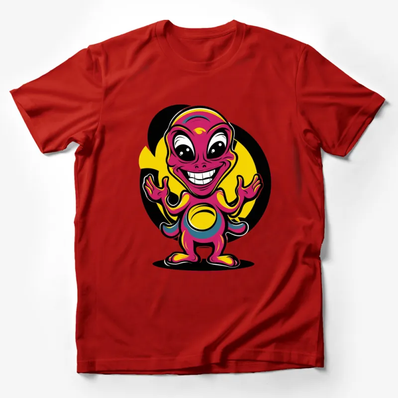 Funky Alien Graphic T-Shirt, Vibrant Cartoon Extraterrestrial, Unique Pop Culture Apparel for All Ages Male T-Shirt