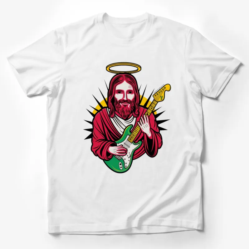 Rock and Roll Jesus T-Shirt, Vintage Style Graphic Tee, Music Lover Gift, Unisex Clothing Male T-Shirt