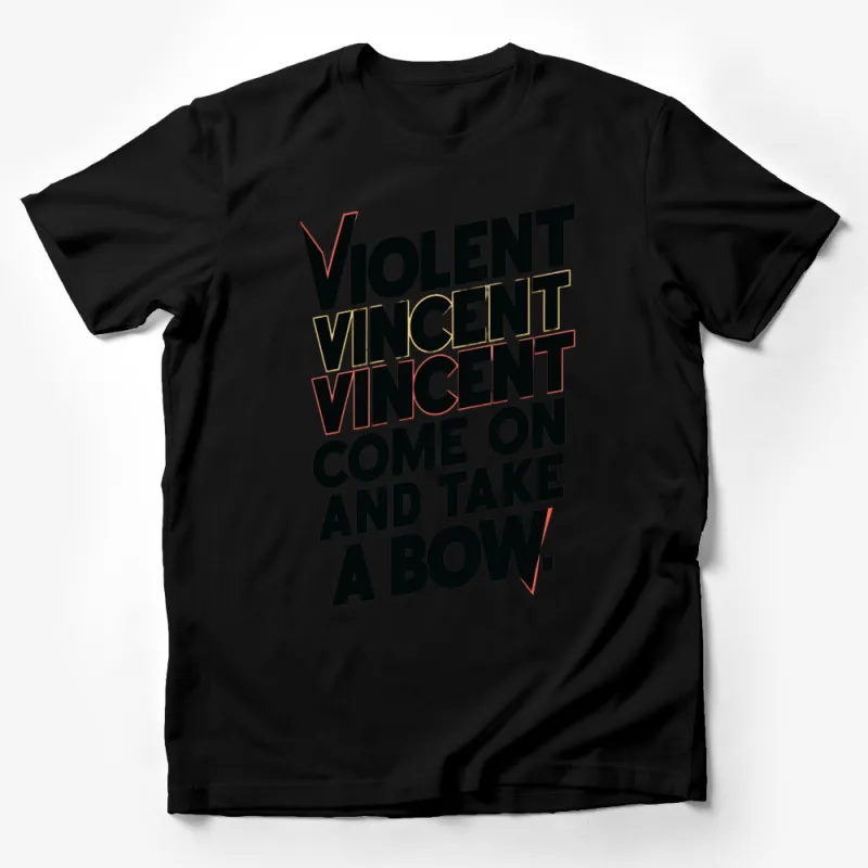 Violent Vincent Graphic T-Shirt, Bold Typography Design, Unisex Black and Red Tee Male T-Shirt