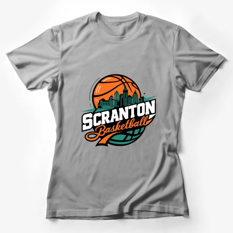 Scranton Basketball Graphic T-Shirt, City Skyline Sports Tee, Vibrant Orange Unisex Top Female T-Shirt