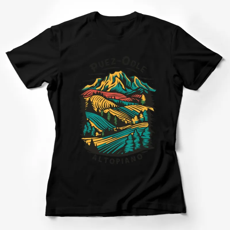 Puez-Odle Altopiano Mountain Landscape T-Shirt, Colorful Nature Design, Hiking Tee Female T-Shirt