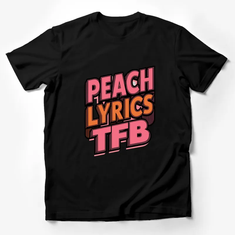 Retro Peach Lyrics TFB Graphic T-Shirt, Colorful Vintage Style Tee, Unique Music Inspired Design Male T-Shirt