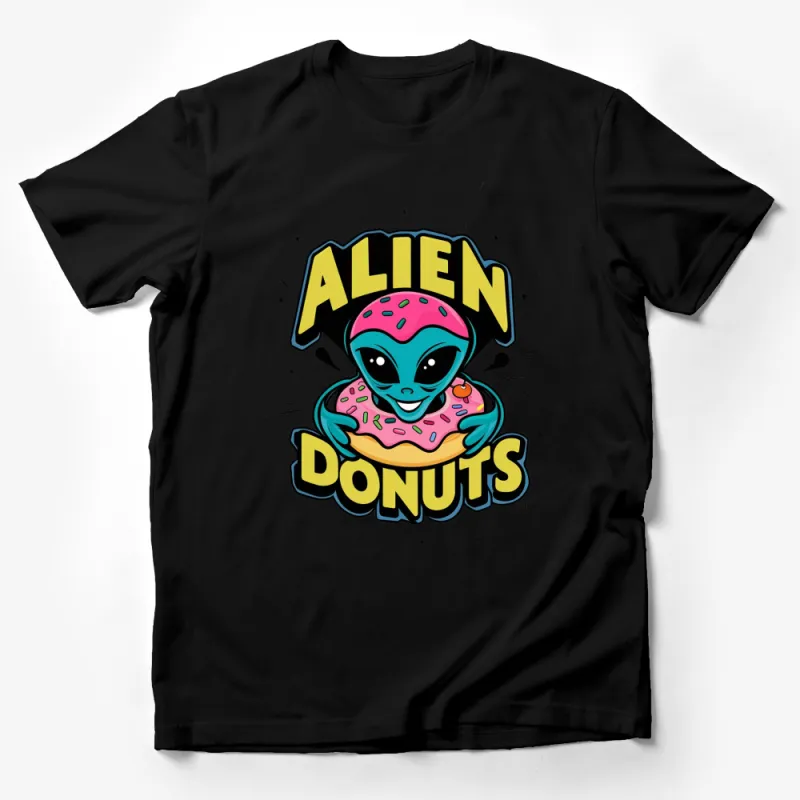 Alien Donuts Graphic Tee | Fun Extraterrestrial Eating Donut T-Shirt | Cool UFO and Space Themed Apparel Male T-Shirt