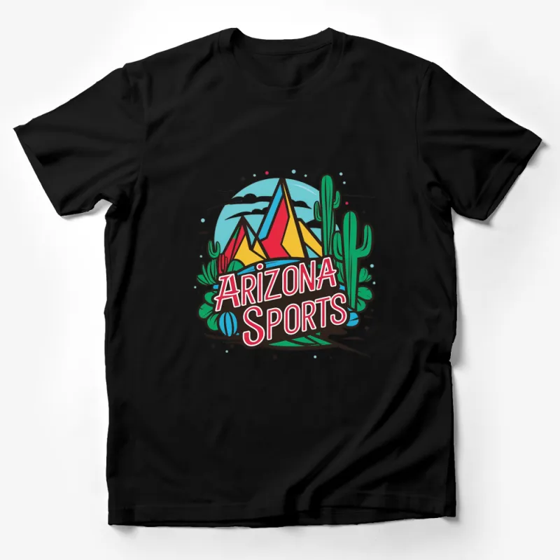 Arizona Sports Cactus and Mountain Graphic T-Shirt, Vibrant Colors, Casual Wear for All Ages Male T-Shirt