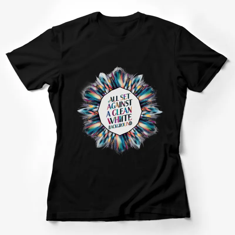 Abstract Art Feather Explosion Design T-Shirt, Colorful Unique Graphic Tee, All Sizes Female T-Shirt