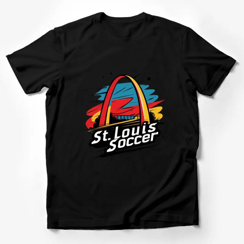 St. Louis Soccer T-Shirt, Colorful Arch Design, Sports Fan Apparel, Unisex Male T-Shirt