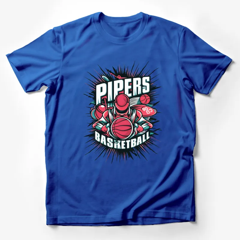 Retro Pipers Basketball T-Shirt, Vintage Sports Graphic Tee, Men's and Women's Athletic Apparel Male T-Shirt