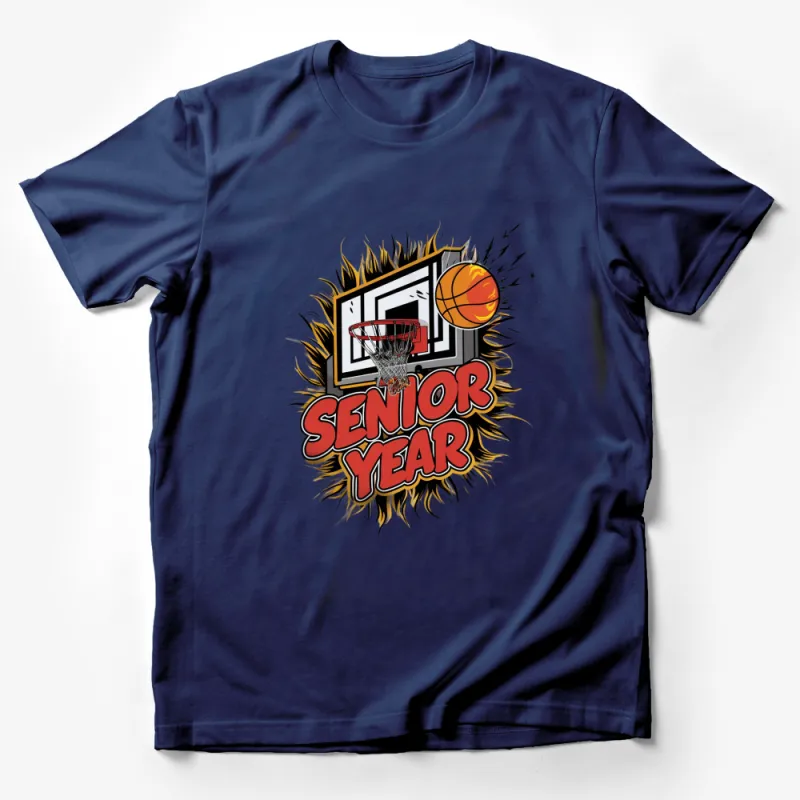 Senior Year Basketball T-Shirt, High School Graduation Gift, Sports Fan Tee, Slam Dunk Design Male T-Shirt