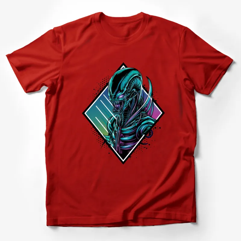 Alien Monster Graphic T-Shirt, Unique Sci-Fi Creature Design, Vibrant Colorful Print, Unisex Fashion Male T-Shirt