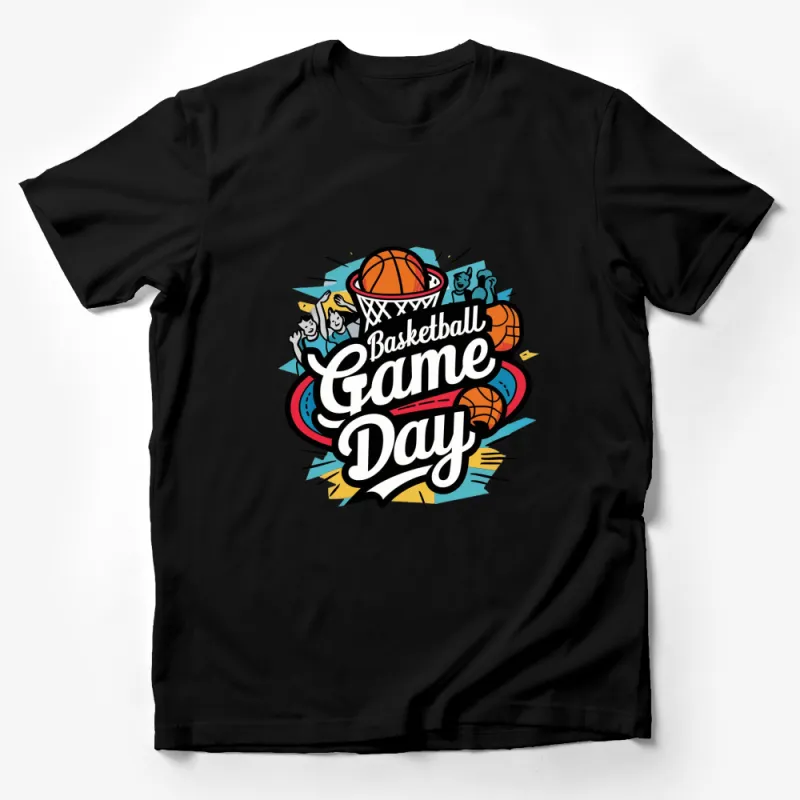 Basketball Game Day T-Shirt, Sporty Graphic Tee, Unisex Casual Sports Shirt, Colorful Design Male T-Shirt