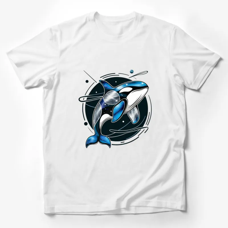 Cosmic Whale T-Shirt, Galaxy Animal Graphic Tee, Space Theme Orca Design, Unisex Fashion Top Male T-Shirt