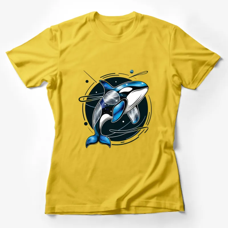 Cosmic Whale T-Shirt, Galaxy Animal Graphic Tee, Space Theme Orca Design, Unisex Fashion Top Female T-Shirt