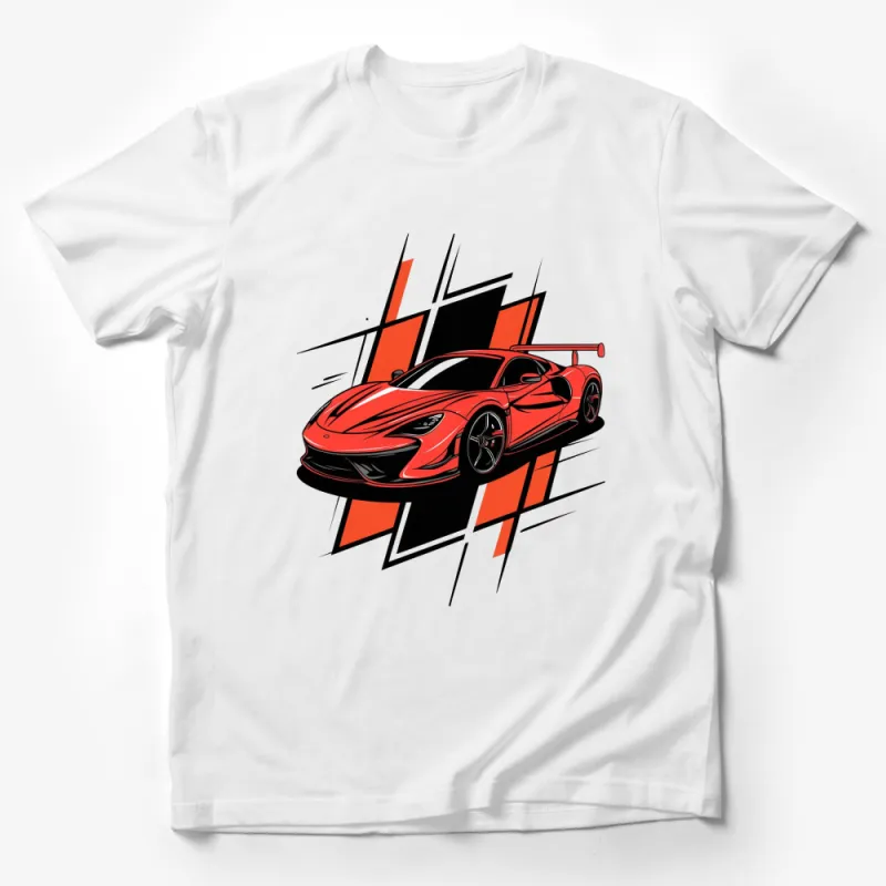 Red Sports Car T-Shirt, Graphic Racing Car Tee, Automotive Enthusiast Apparel, Cool Speed Design Male T-Shirt