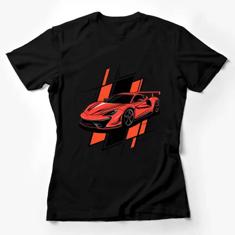 Red Sports Car T-Shirt, Graphic Racing Car Tee, Automotive Enthusiast Apparel, Cool Speed Design Female T-Shirt