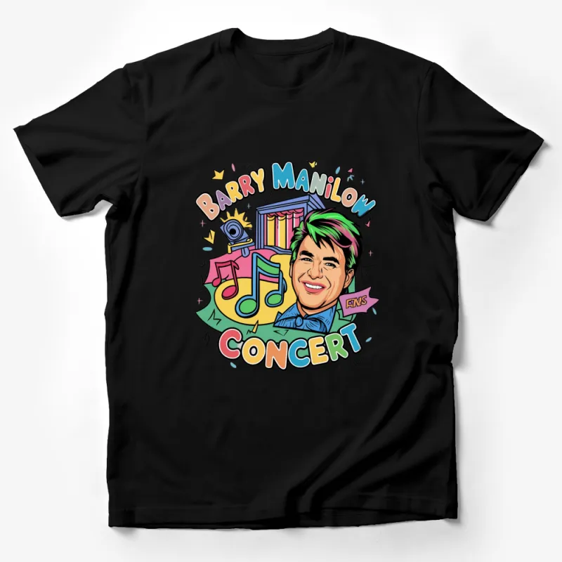 Barry Manilow Concert Inspired T-Shirt, Retro Music Fan Tee, Colorful Graphic Shirt, Unisex Male T-Shirt