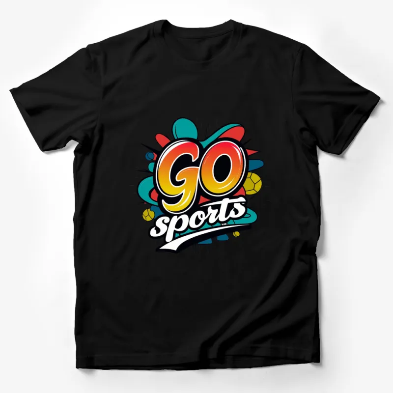 Go Sports Graphic T-Shirt, Colorful Bold Comic Style Design, Retro Vintage Look Tee Male T-Shirt