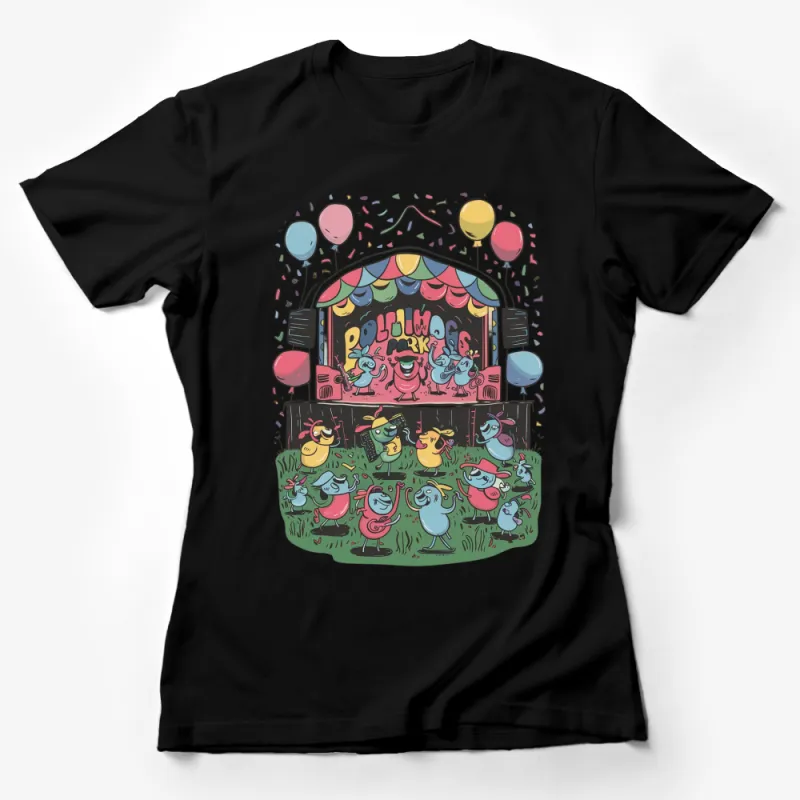 Colorful Carnival Concert T-Shirt, Fun Fair Parade, Music Festival Tee, Unisex Adult Clothing Female T-Shirt