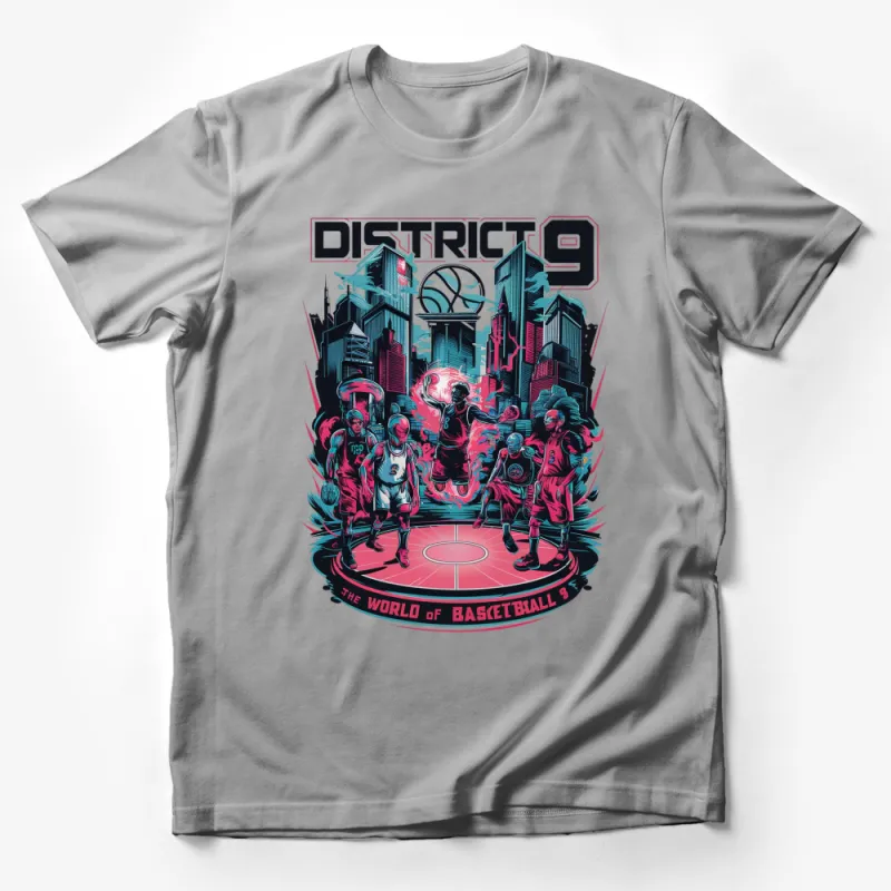 District 9 Basketball T-Shirt, Retro Sports Graphic Tee, Urban Style Basketball Apparel Male T-Shirt