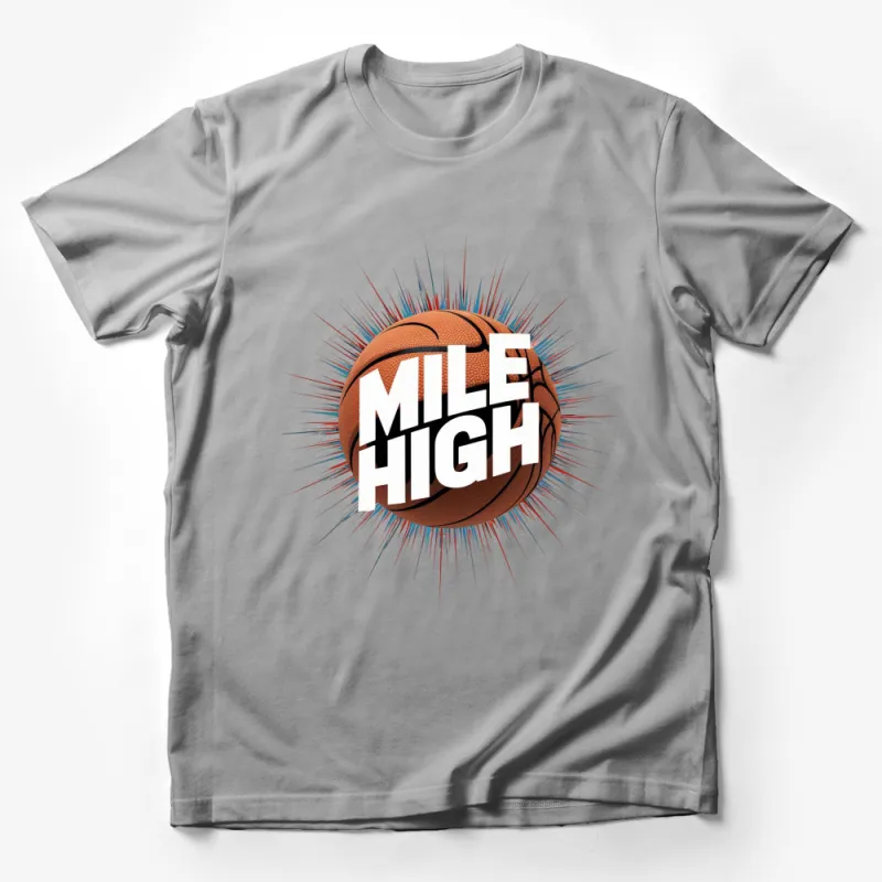 Mile High Basketball Graphic T-Shirt, Sports Fan Casual Wear, Unique Denver Inspired Design Male T-Shirt