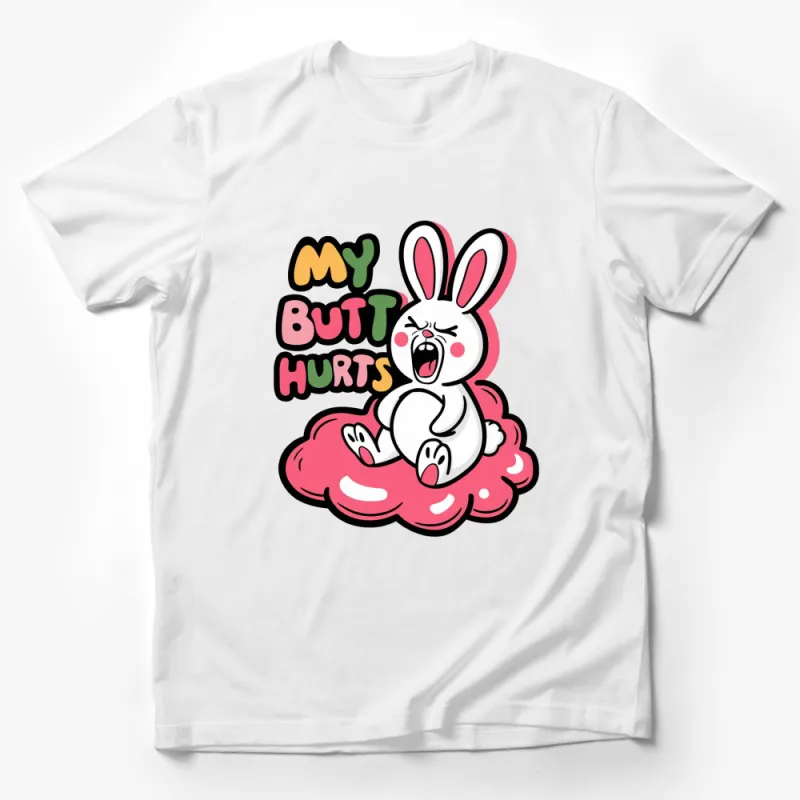 Funny Rabbit T-Shirt My Butt Hurts - Cute Bunny Graphic Tee, Humorous Saying, Unisex Shirt for All Ages Male T-Shirt