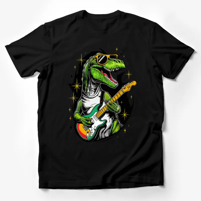 Vintage Dinosaur T-Shirt, Cool Dino With Guitar Graphic Tee, Unisex Rocker Style, Retro Music Lover Gift Male T-Shirt