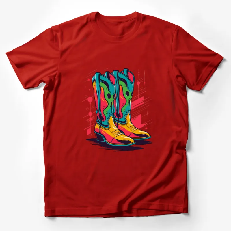 Colorful Cowboy Boots T-Shirt, Funky Western Wear, Unisex Graphic Tee Male T-Shirt