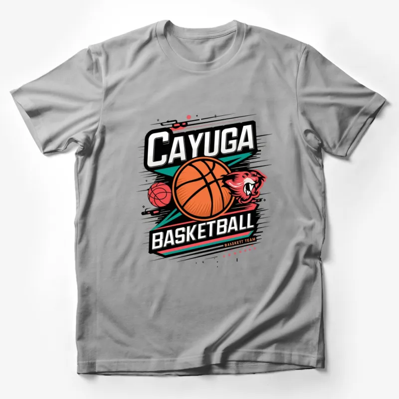 Cayuga Basketball Team Graphic T-Shirt, Bold Eagle Design Sportswear Male T-Shirt