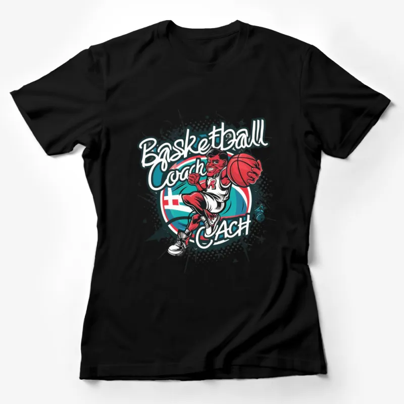 Basketball Coach T-Shirt, Cartoon Bull Graphic, Men's Sports Tee, Athletic Streetwear, Gift for Coaches Female T-Shirt