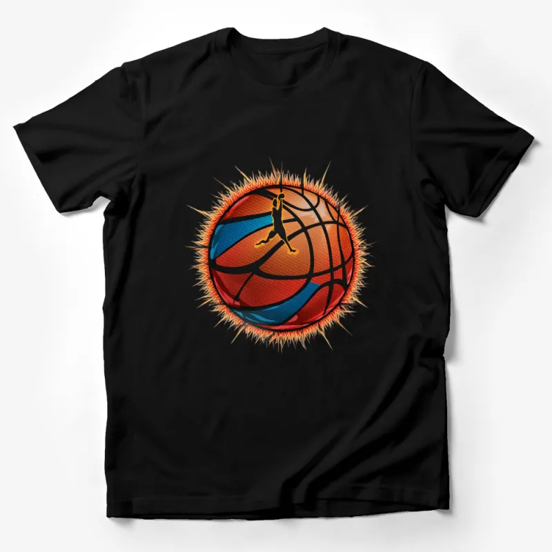 Basketball Slam Dunk Graphic T-Shirt, Vibrant Sports Enthusiast Tee, Athletic Casual Wear Gift Male T-Shirt