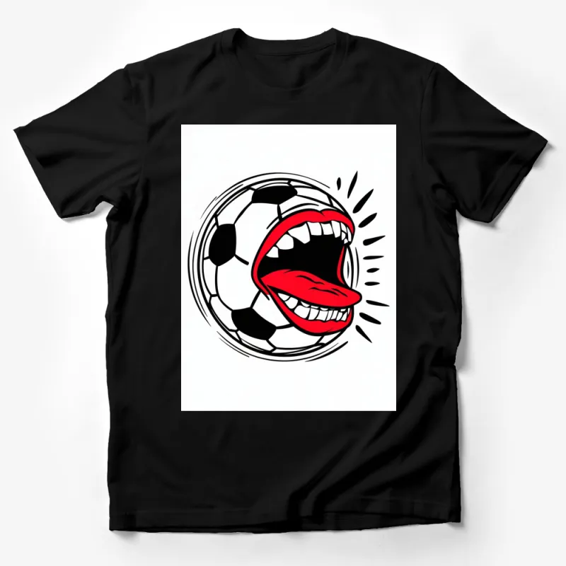 Unique Soccer Ball with Red Lips Graphic T-Shirt, Unisex Sports Casual Wear, Gift for Soccer Fans Male T-Shirt