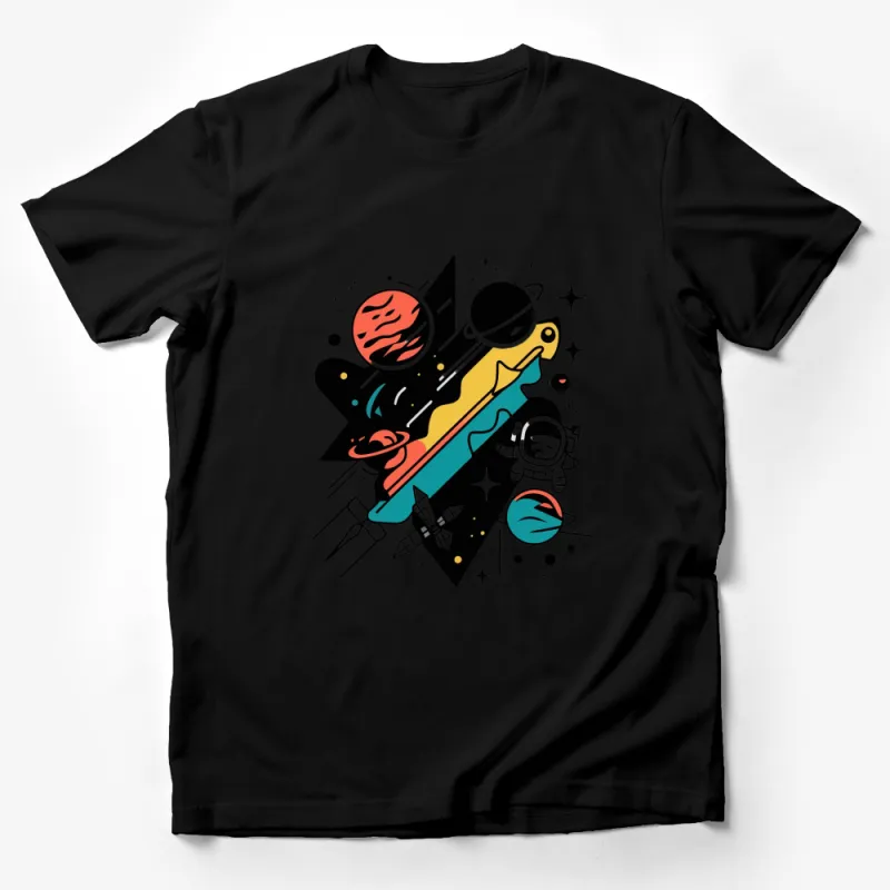 Colorful Astronaut Space Adventure Graphic T-Shirt, Unisex Space Themed Tee, Fun Cosmos Design, Gift for Space Lovers Male T-Shirt