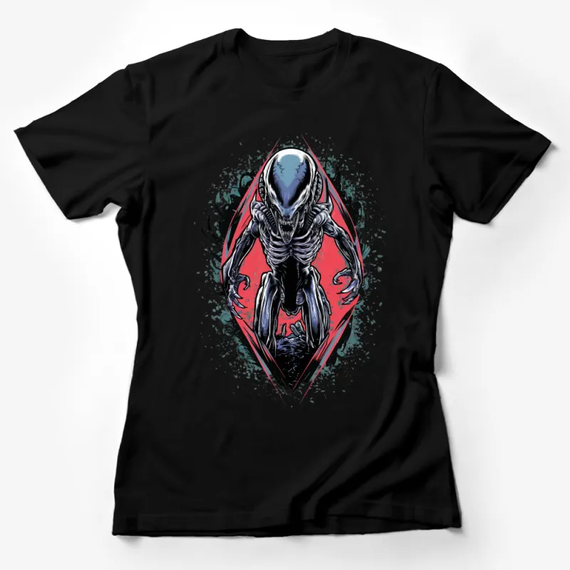 Alien Monster Graphic T-Shirt, Sci-Fi Horror Cool Tee, Unique Extraterrestrial Design Shirt Female T-Shirt