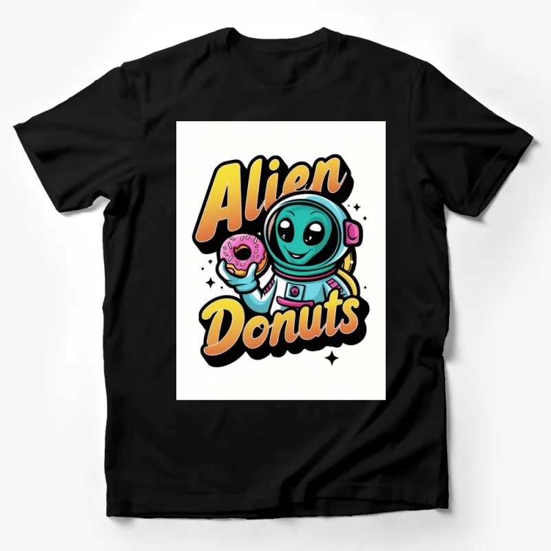 Alien Donuts Graphic T-Shirt, Cute Outer Space Theme Casual Wear, Unisex Cotton Tee Male T-Shirt