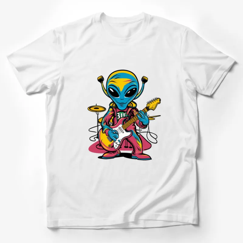 Cool Alien Playing Guitar T-Shirt, Music Lover, Extraterrestrial Rock Band Tee, Unisex Graphic Shirt Male T-Shirt