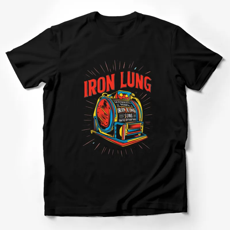 Vintage Iron Lung Graphic T-Shirt, Retro Medical Machine Design, Bold Colorful Tee, Casual Streetwear Male T-Shirt