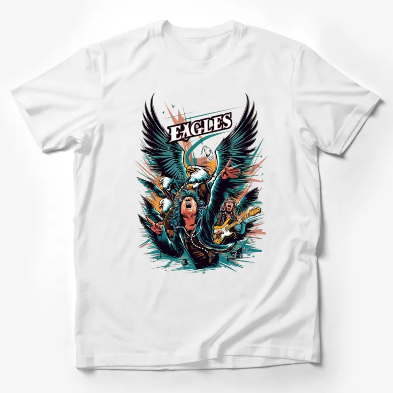 Vintage Rock Band Eagle Graphic T-Shirt, Classic Rock Music Fan Tee, Unique Illustration Rocker Style Shirt Male T-Shirt