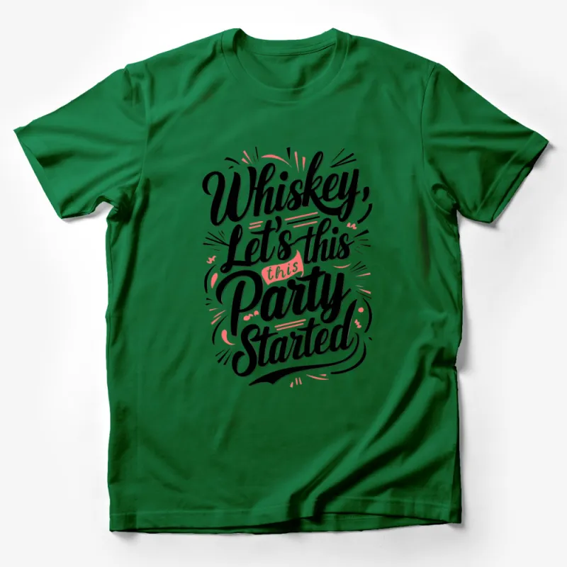 Whiskey Let's This Party Started T-Shirt, Vintage Typography, Fun Party Tee, Unisex Gift Male T-Shirt