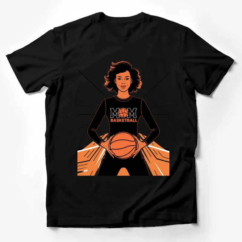 Basketball Mom T-Shirt, Women's Sports Fan Tee, Graphic Mother's Day Gift, Black and Orange, Athletic Apparel, Casual Wear Male T-Shirt