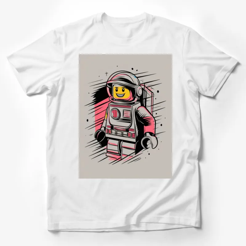 Retro Astronaut Minifigure T-Shirt, Vintage Space Explorer Tee, Cool Nostalgic Graphic Design, Unisex Adult Sizes Male T-Shirt