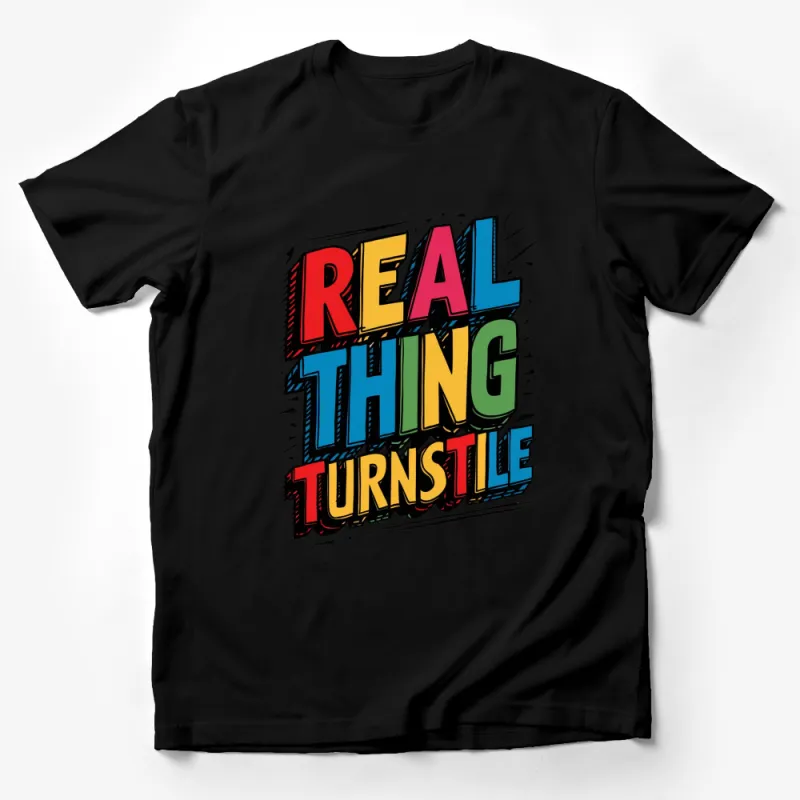 Real Thing Turnstile Comic Book Style T-Shirt, Bold Colorful Casual Wear Male T-Shirt