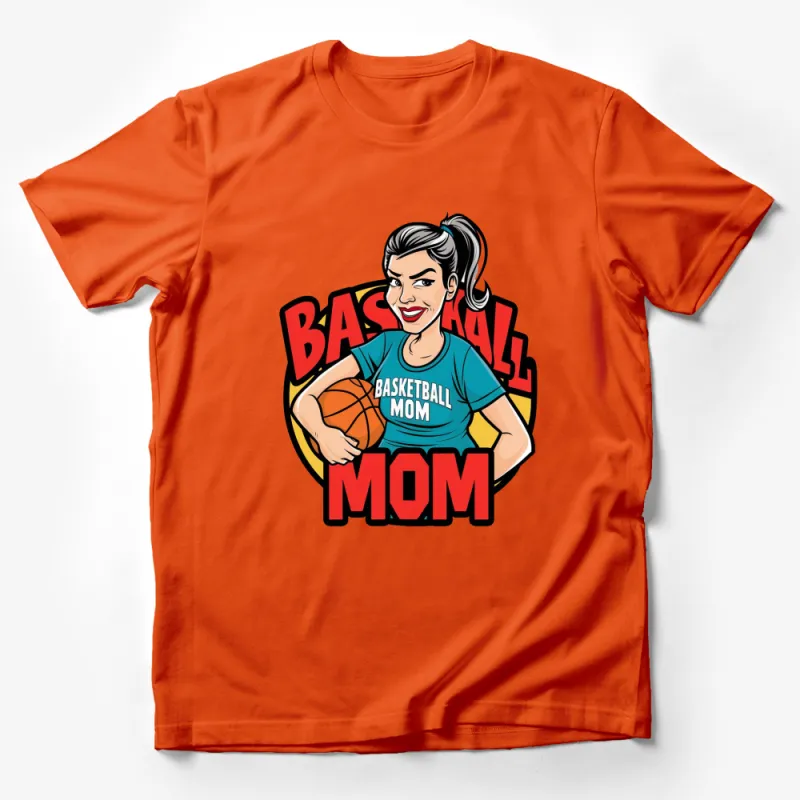 Basketball Mom T-Shirt, Sporty Parent Gift, Women's Casual Graphic Tee, Supportive Mom Shirt, Game Day Apparel Male T-Shirt