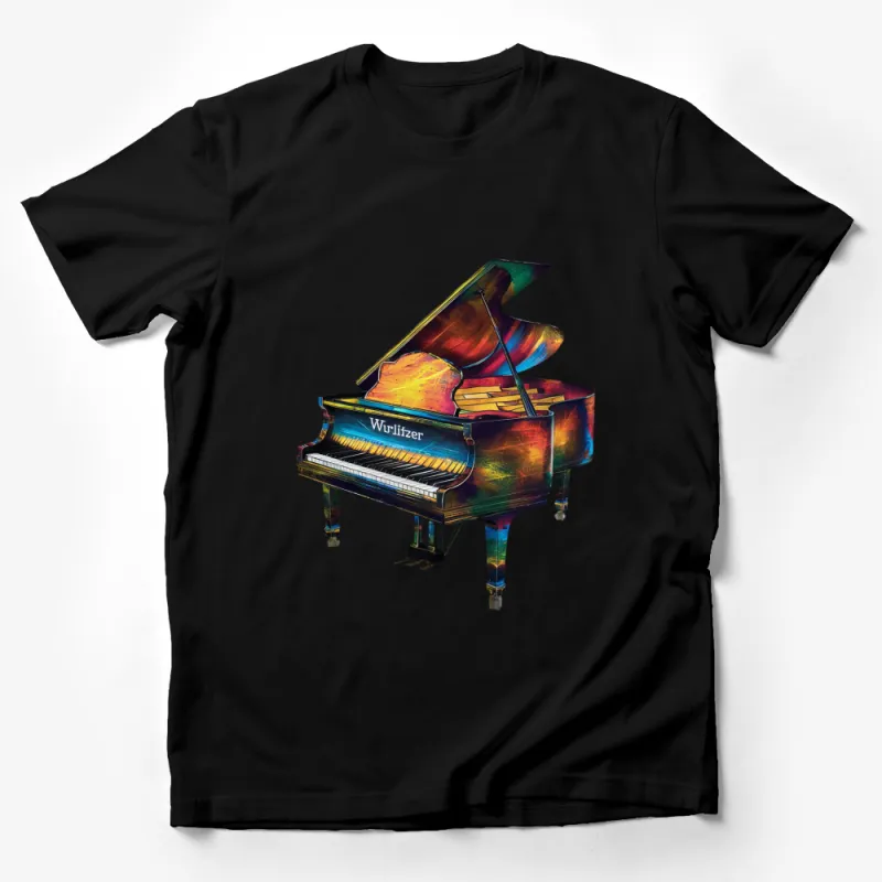 Colorful Abstract Piano Design T-Shirt, Vibrant Artistic Music Lover Tee, Gift for Musicians Male T-Shirt