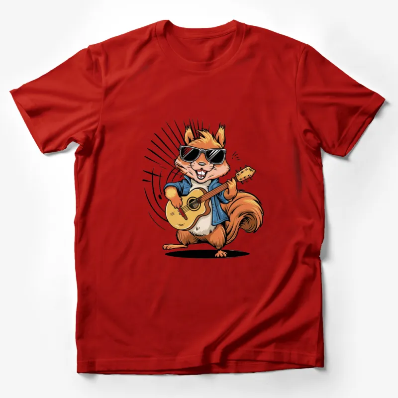 Cool Squirrel Playing Guitar T-Shirt, Funny Animal Musician Tee, Unisex Graphic Shirt for Music Lovers Male T-Shirt