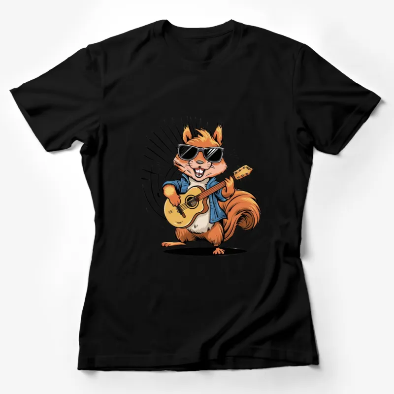 Cool Squirrel Playing Guitar T-Shirt, Funny Animal Musician Tee, Unisex Graphic Shirt for Music Lovers Female T-Shirt