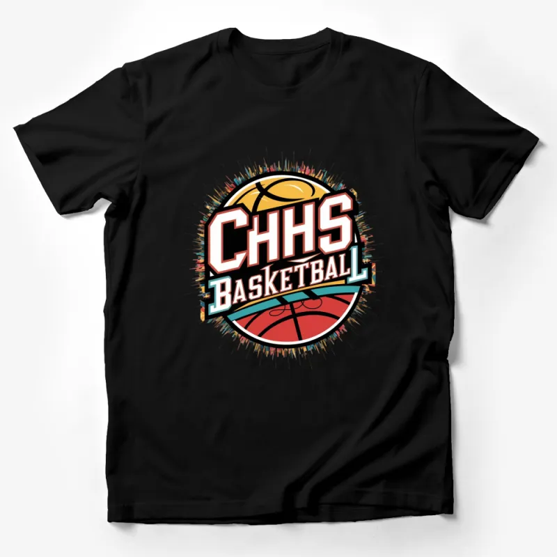 CHHS Basketball Team Graphic T-Shirt, Colorful School Spirit Shirt, Sports Fan Apparel Male T-Shirt