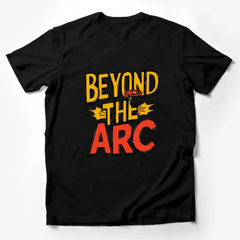 Beyond the Arc Basketball Graphic T-Shirt, Colorful Sports Fashion Tee, Unique Hoops Apparel Male T-Shirt